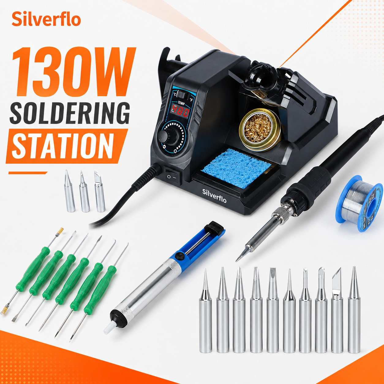 130W Soldering Station Quick Heat Adjustable Temp Welding Kit PCB DIY SMD Rework