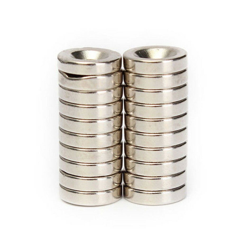 25/50/100x Strong Countersunk Ring Magnet 1/2″x1/8 Rare Earth Neodymium 4mm hole