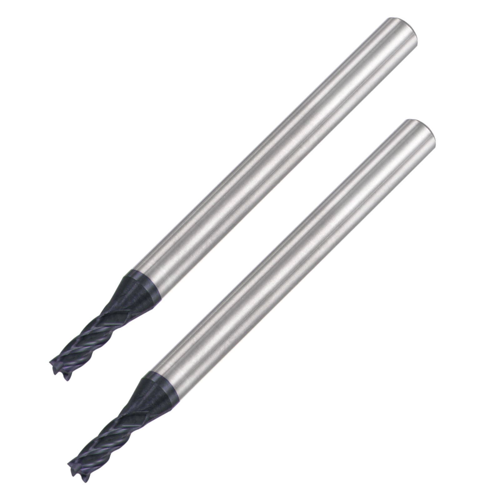 2.5mm Dia 4mm Shank HRC45 Carbide AlTiN Coated 4 Flute Square Nose End Mill 2set