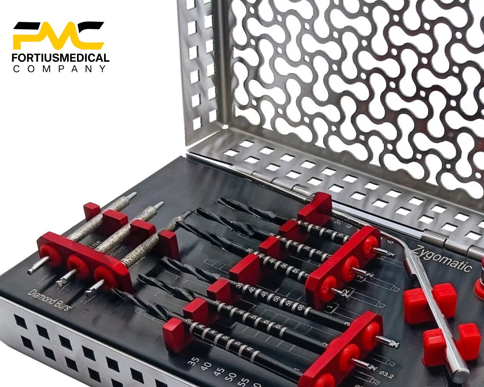 Zygoma 14Pcs Zygomatic Dental Implant Kit Titanium Coated Surgical Drill Set