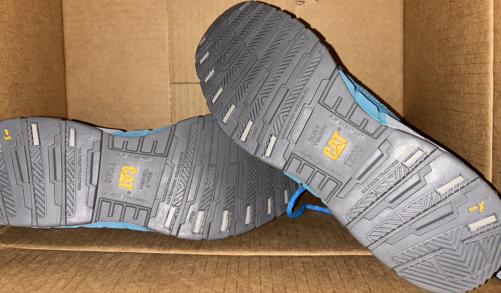 Womens CAT Caterpillar Blue/Gray Steel Toe Ergo SRX Protective Work Shoes SZ 9