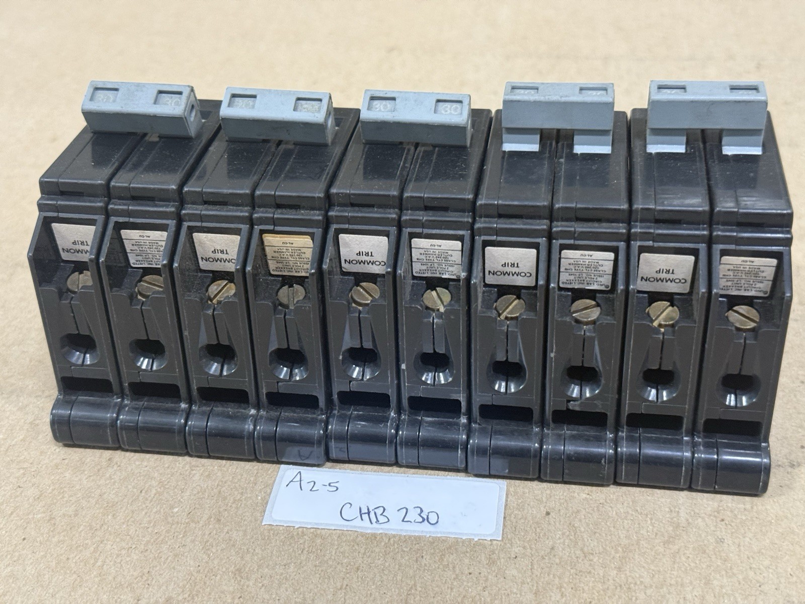 Lot of 5 – Cutler Hammer CHB CHB230 2P 30A Bolt-on Circuit Breaker