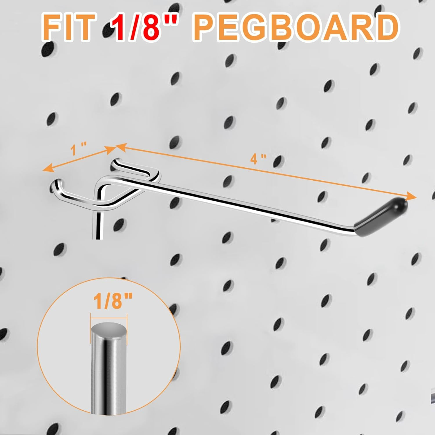 Pegboard Hooks 25Pack 4Inch Peg Board Hooks For Hanging Fit 1/8″ Metal Pegboards