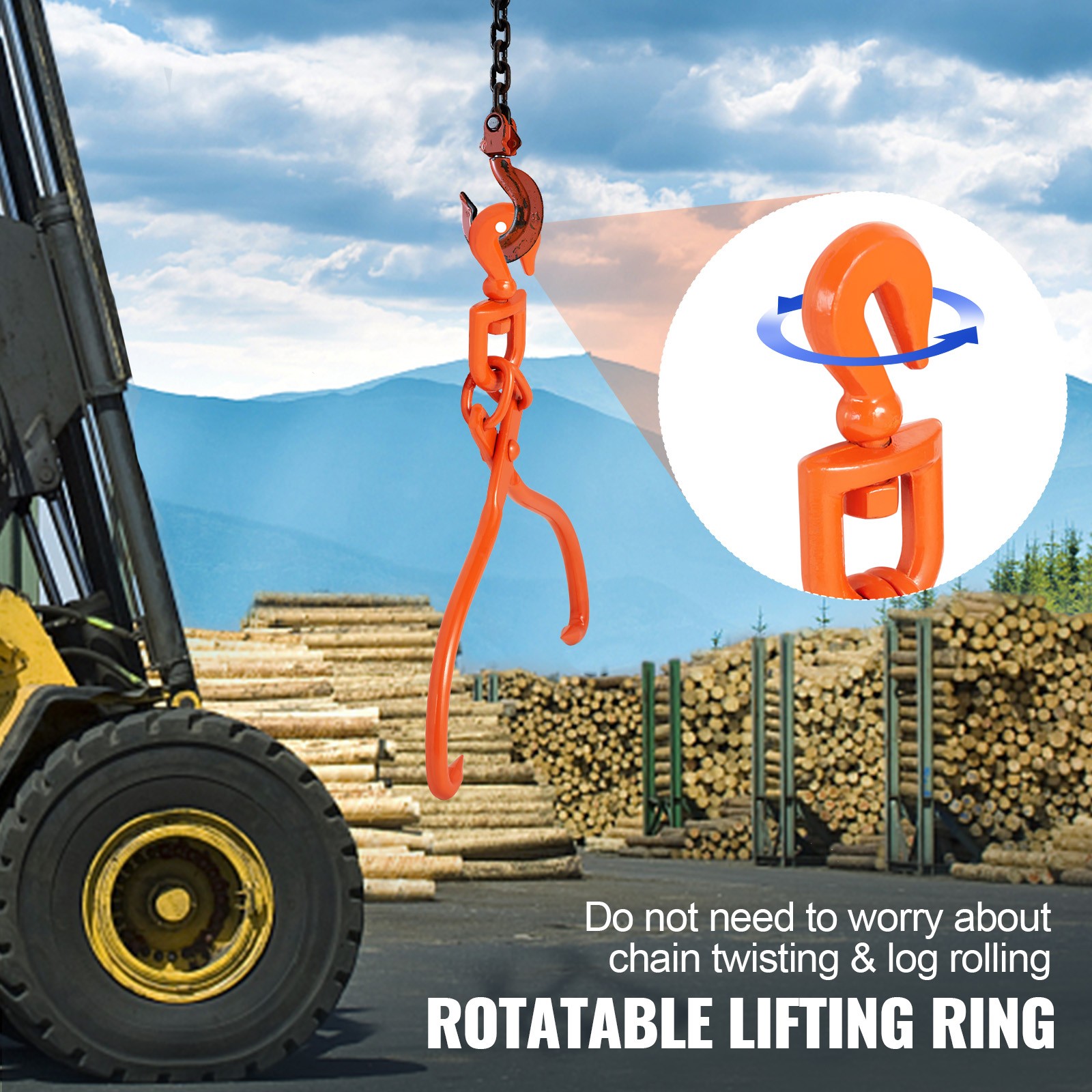 Uimoso 18-Inch Log Skidding Tongs with Rotating Claws for Heavy-Duty Lifting