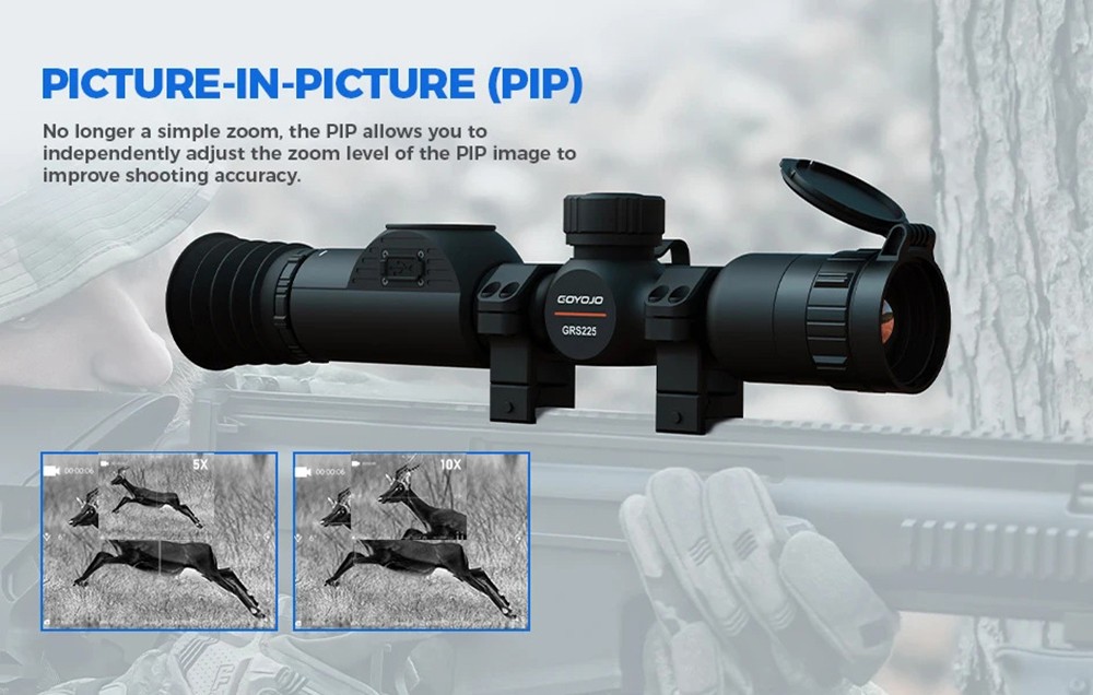 GRS225 Thermal Night Vision Rifle Scope 1x-8x Digital Zoom 25MM One-Shot Zeroing