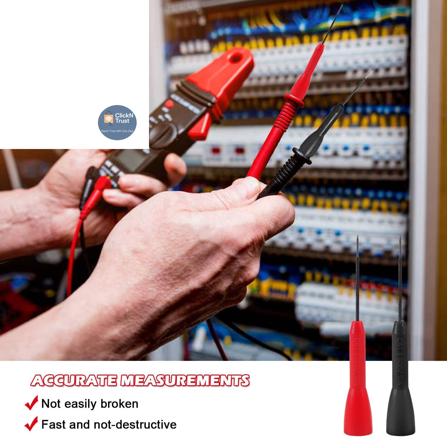 ALMOCN 8PCS 2mm Extended Needle Test Probes 600V/10A Non-Destructive Red
