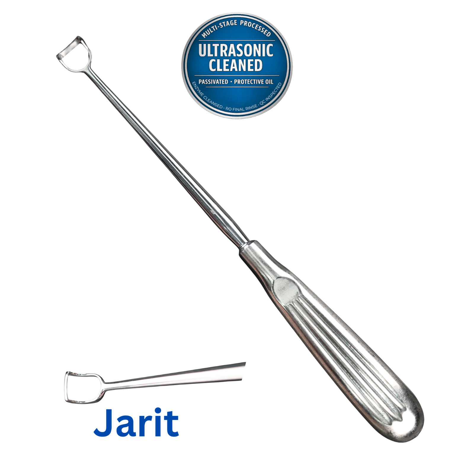Jarit 430-145 Barnhill Adenoid Curette, Size 0, Curved, 10.5 mm Tip/Jaw, 216 mm