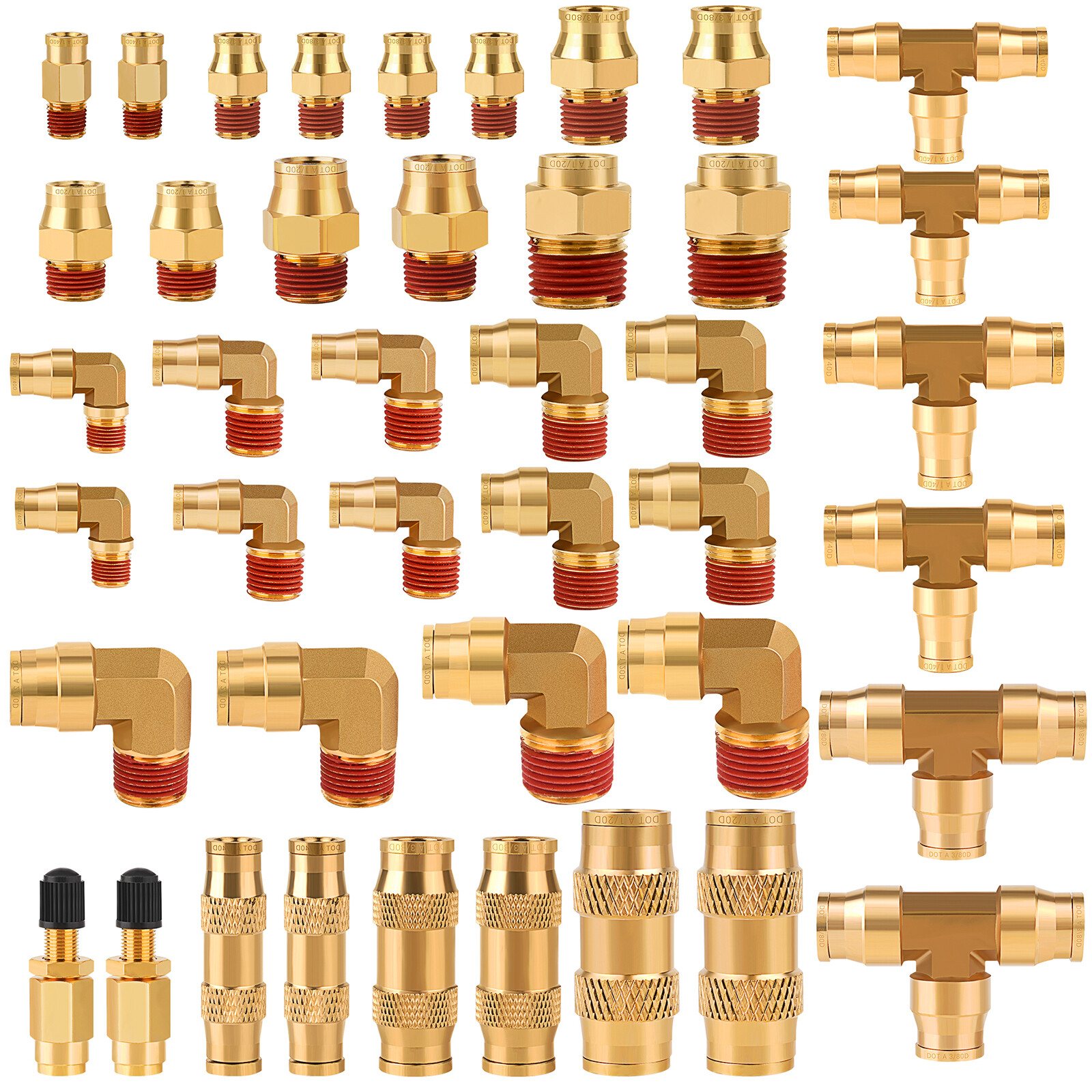 43Pc Brass DOT Air Line Fittings Tube Cutter For Semi Truck Trailer Brake System