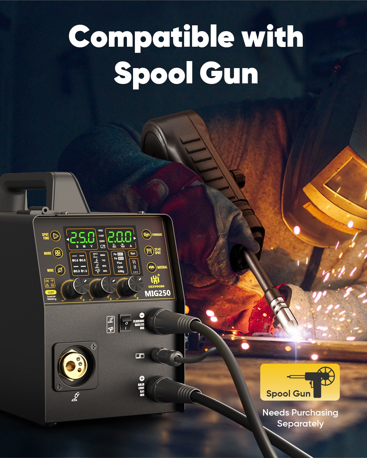 250A Aluminum MIG Welding Machine 110/230V Gas MIG FLUX CORE TIG MMA Welder Set