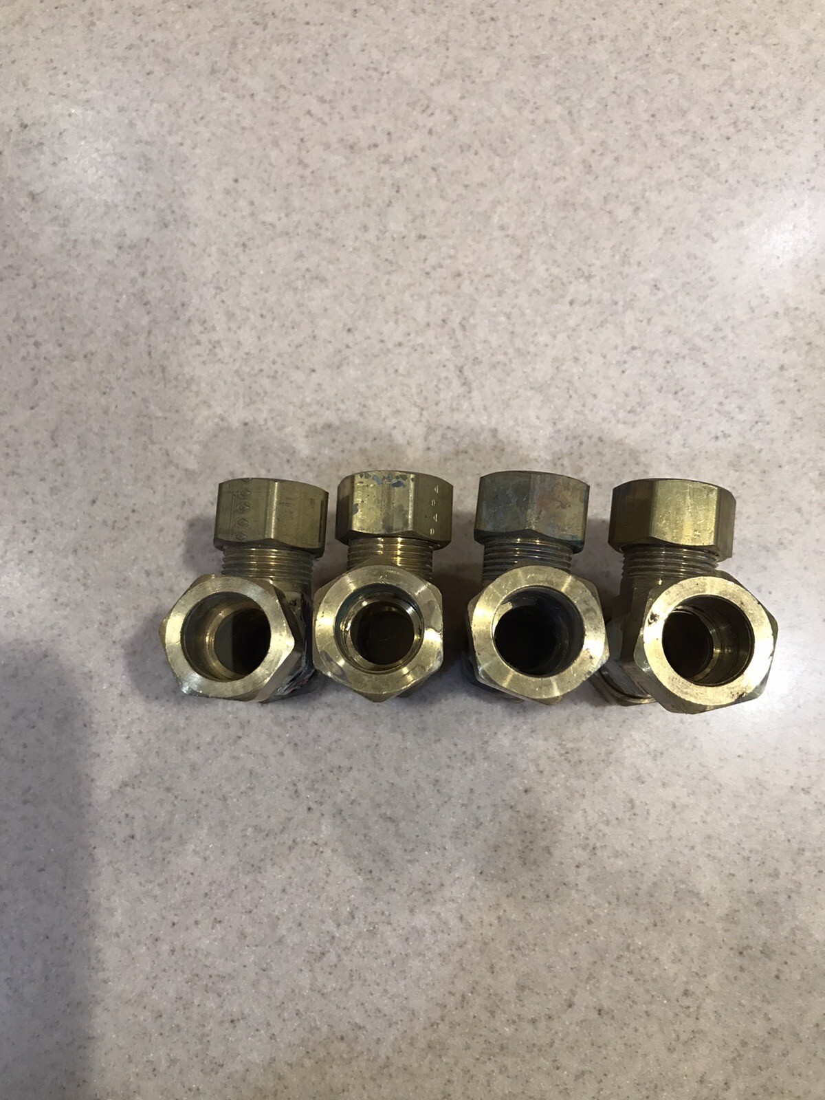 5/8” brass tee compression fittings 3 lots Of 4. new old stock. some tarnish