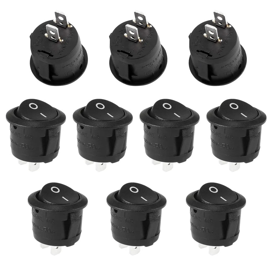10pcs Mini Round Rocker Switch SPST 2 Pin ON Off Power Toggle Switch Set – NEW