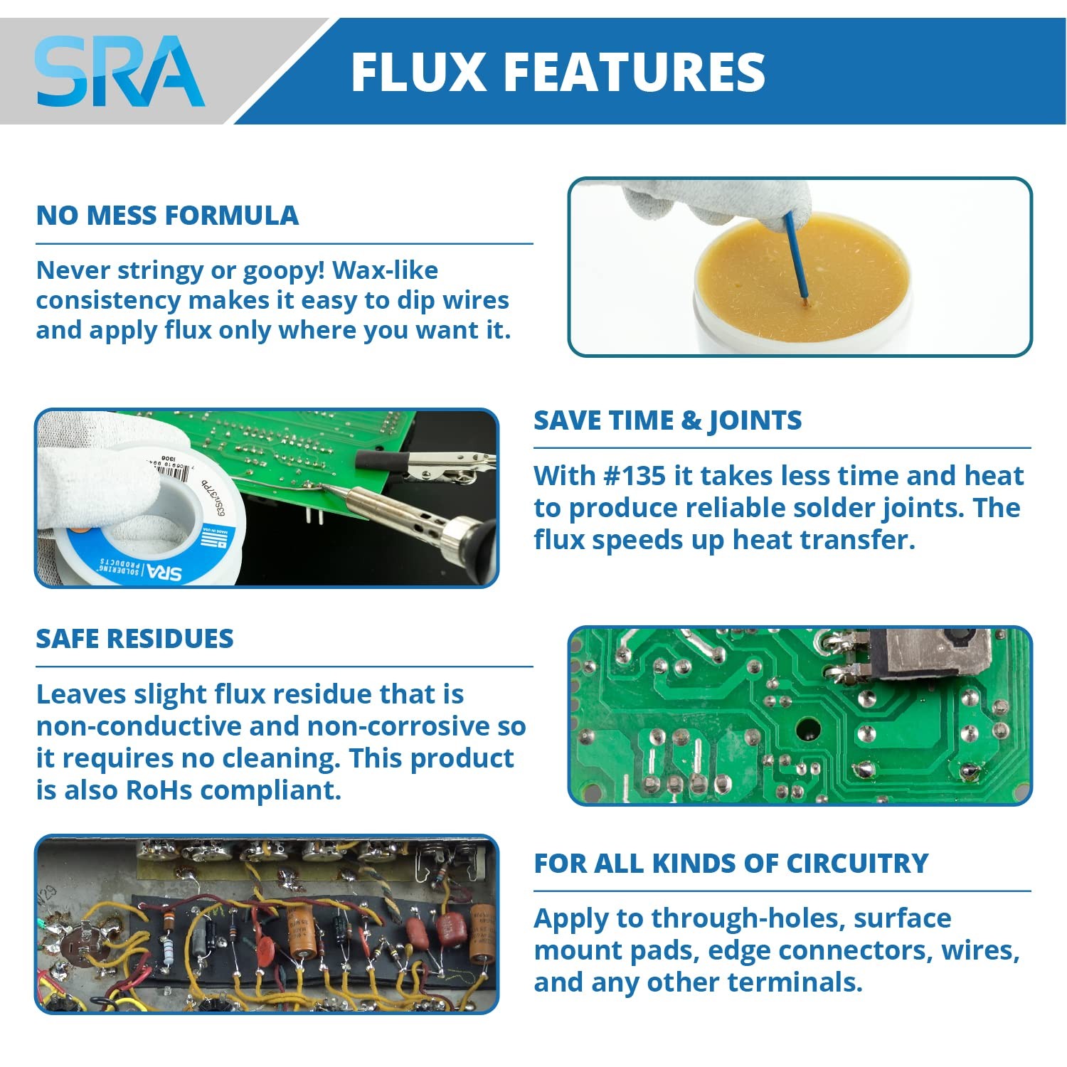 Sra Solder 135 Rosin Paste Soldering Flux For Electronics No Clean Flux Made For