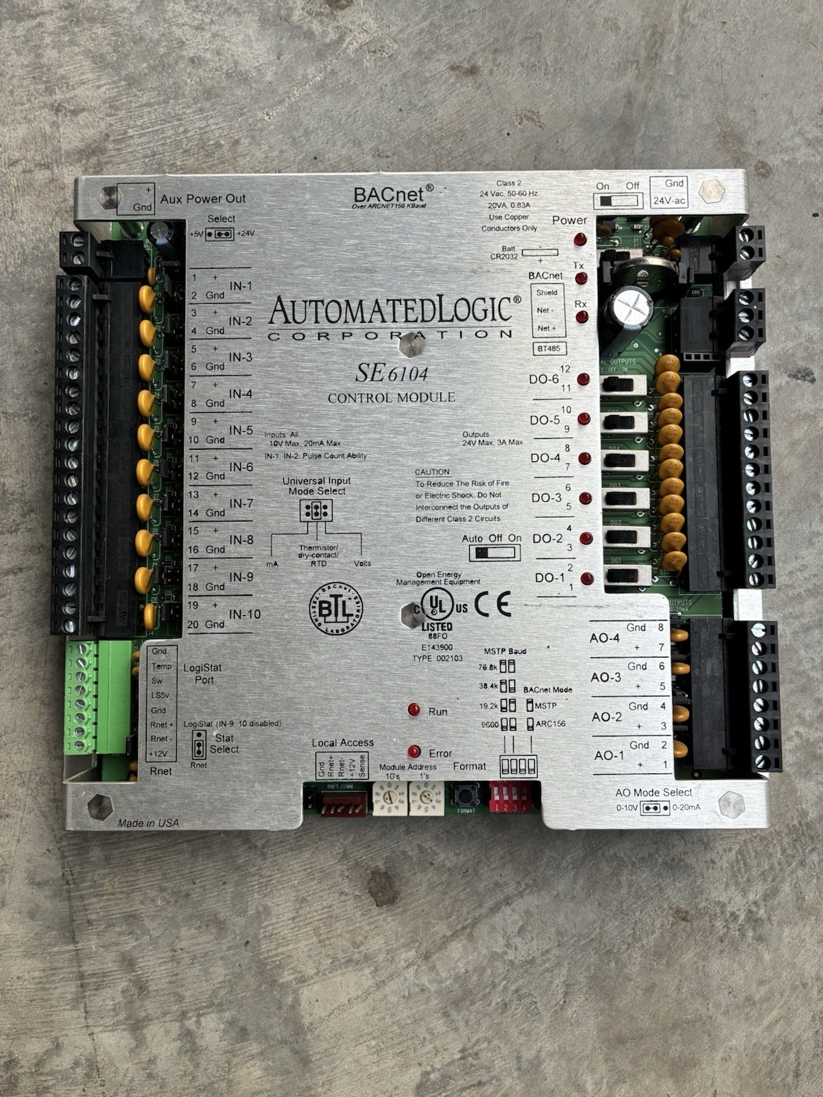 Automated Logic SE6104 BACnet Control Module Complete, Working