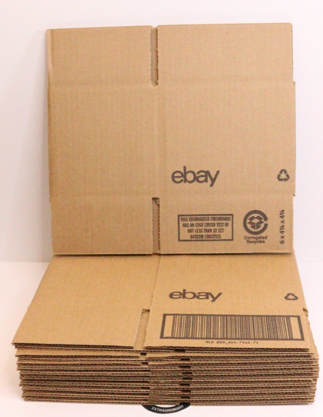 Ebay Boxes Pack of 10- 6″ x 4 3/4″ x 4 3/4″ with Black Logo