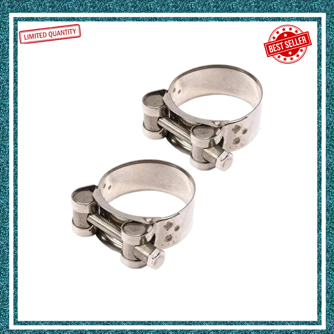 2Pcs Exhaust Clamp Stainless Steel Exhaust Band Clamp Replacement for Motorcycle