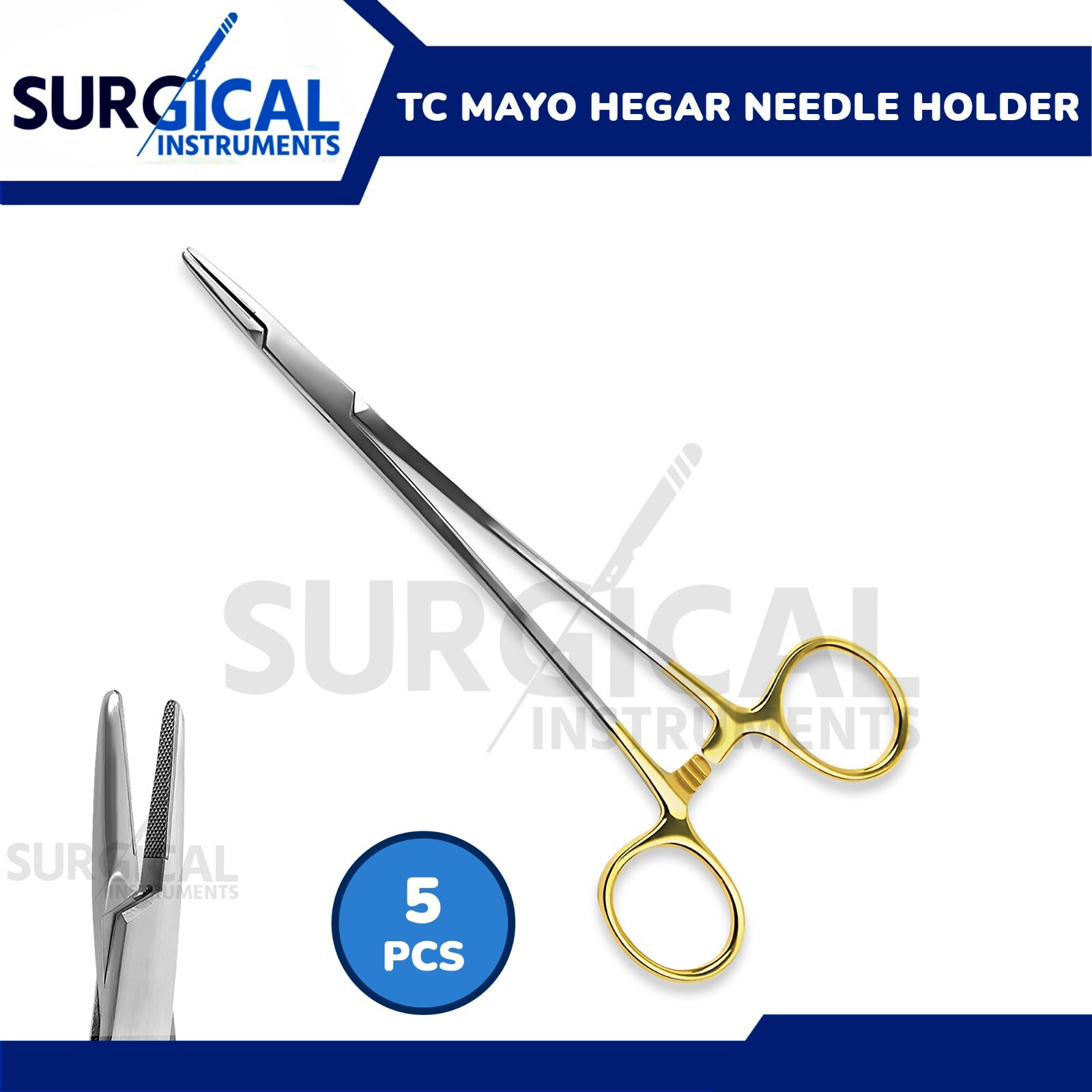 5 T/C Mayo Hegar Needle Holder Driver 7″ Cross Serrated Surgical German Grade