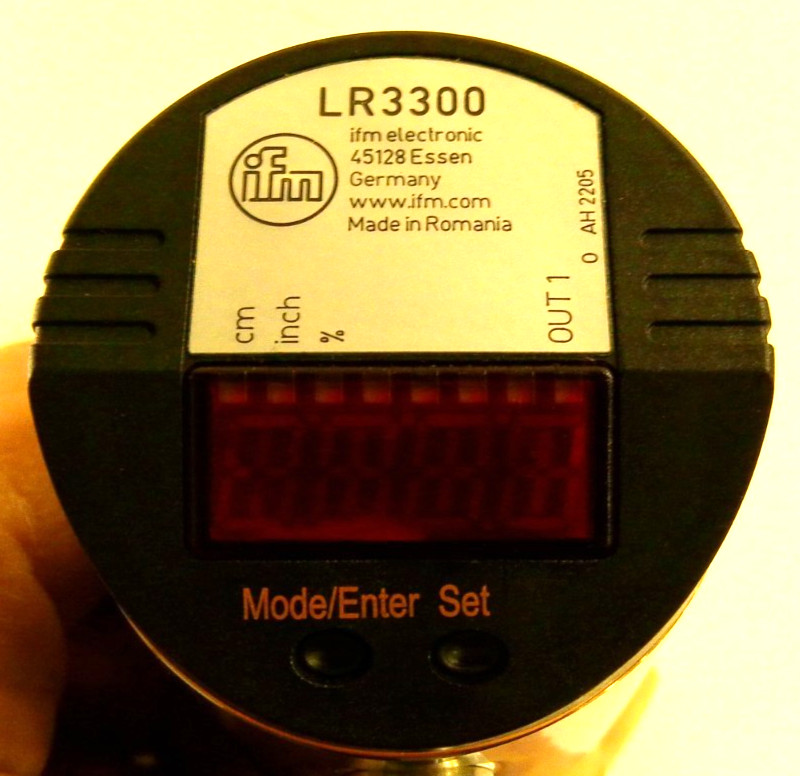 New Open Box IFM Sensor, Level, LR3300, Analog Output and 1 Digital, M12 Male 4