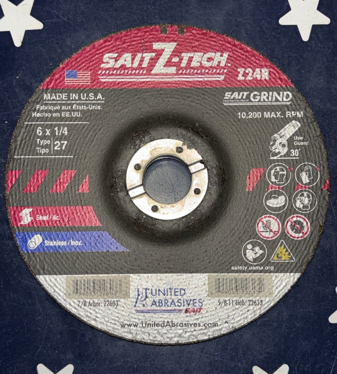 United Abrasives 6” ZTECH Z24R High Performance Grinding Wheel 1/4”x5/8-11 22613