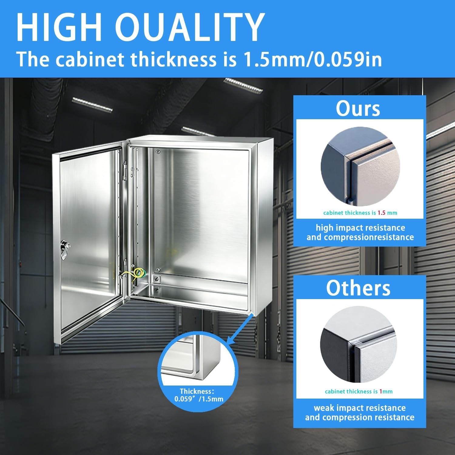 Electrical Enclosure 12x10x6, 304 Stainless Steel Enclosure IP66