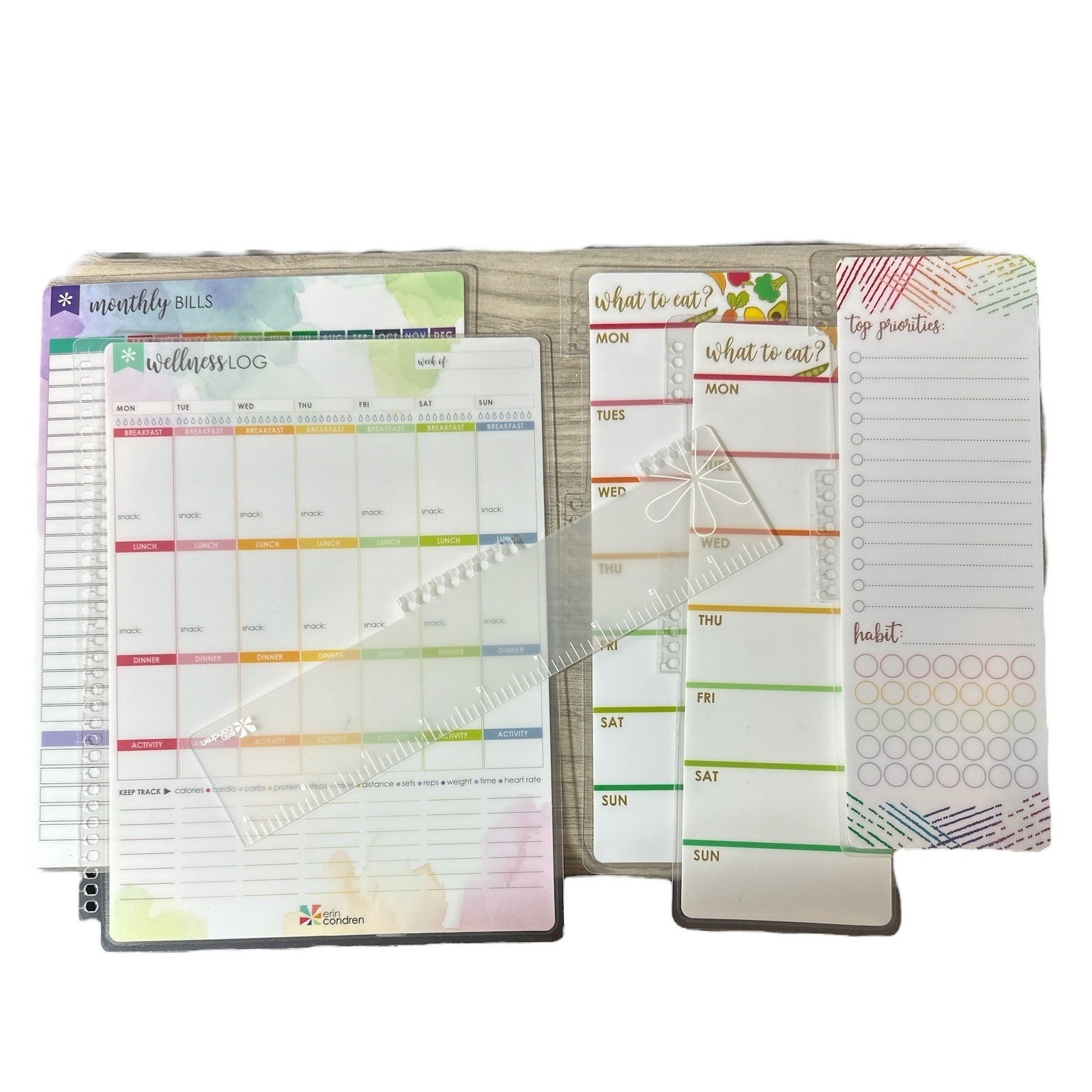 HUGE Erin Condren Planner Lot Leather Folio Stickers Calendar Dashboards & MORE