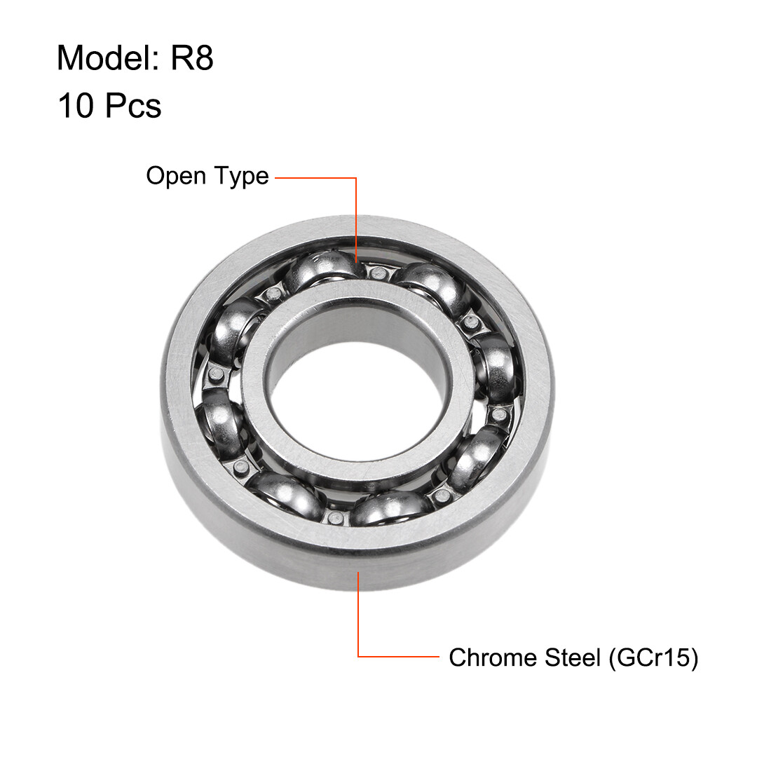 10pcs R8 Deep Groove Ball Bearings 1/2″x1-1/8″x1/4″ Open Type Chrome Steel Z2