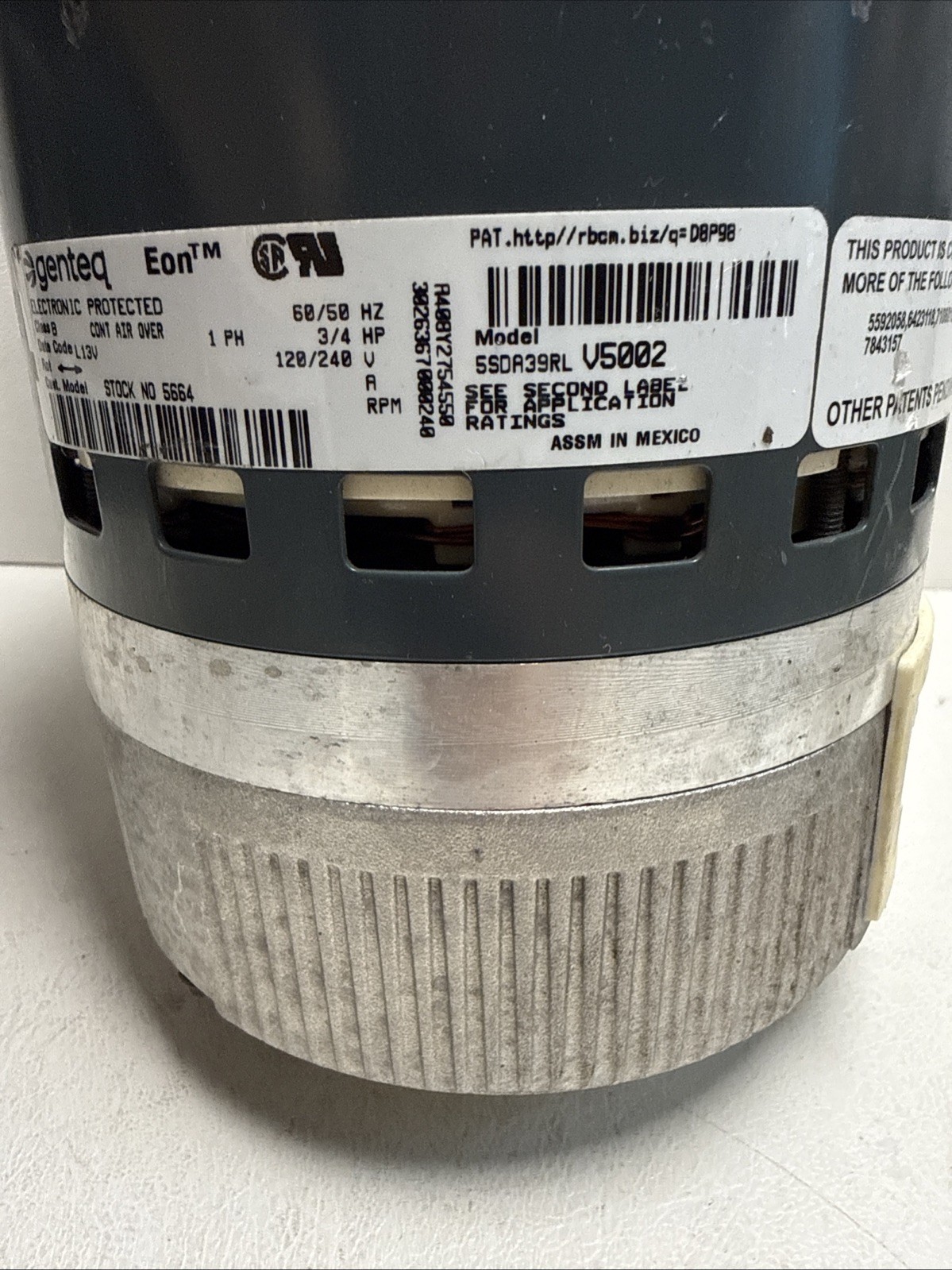 Genteq Eon 5SDA39RLV5002 Eon HD02 Rotation CCW HP3/4 Program P/N 944474