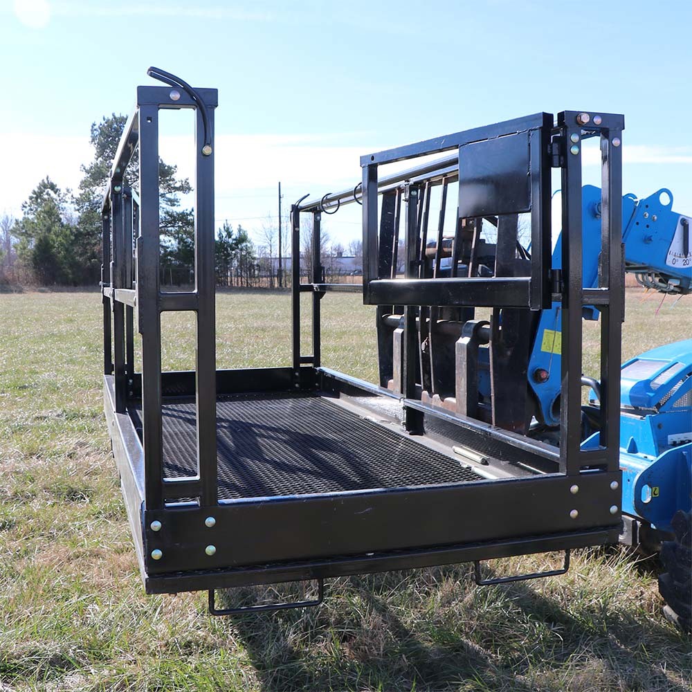 Titan Attachments 4′ x 9′ 8″ Mesh Telehandler Work Platform, Safety Man Basket