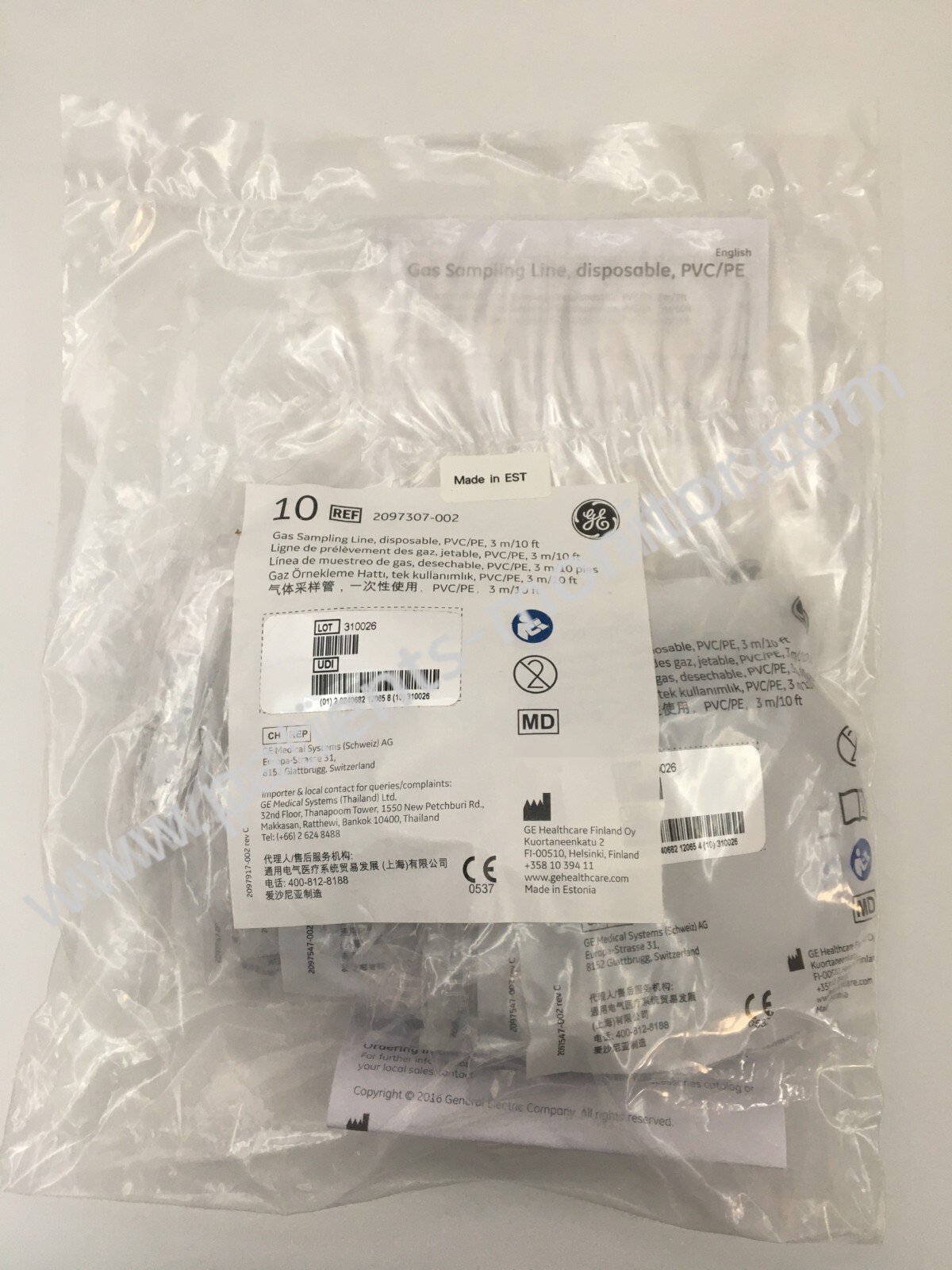 GE Gas Sampling Line 2097307-002 Dispoable PVCPE 3meters 10 ft
