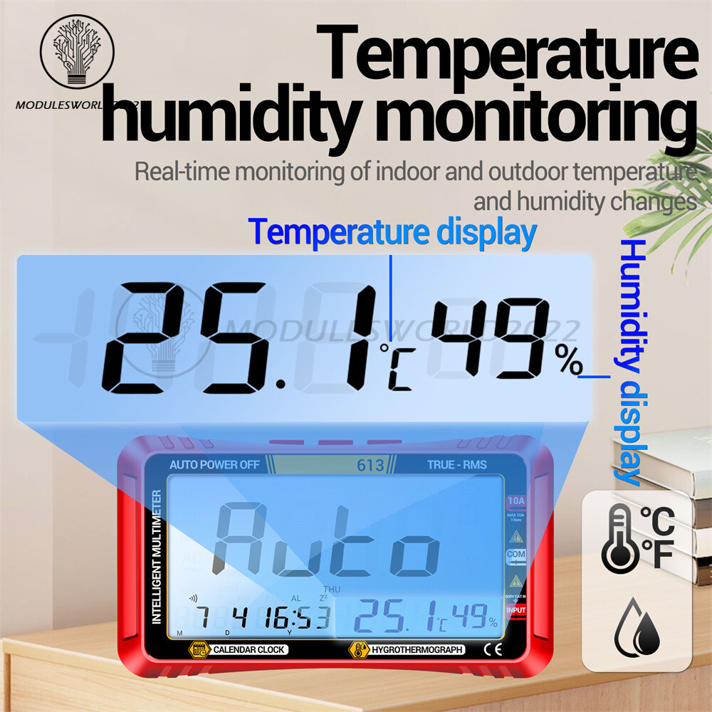 ANENG 612/613 Intelligent Digital Multimeter Calendar/ Thermohygrometer 3-in-1