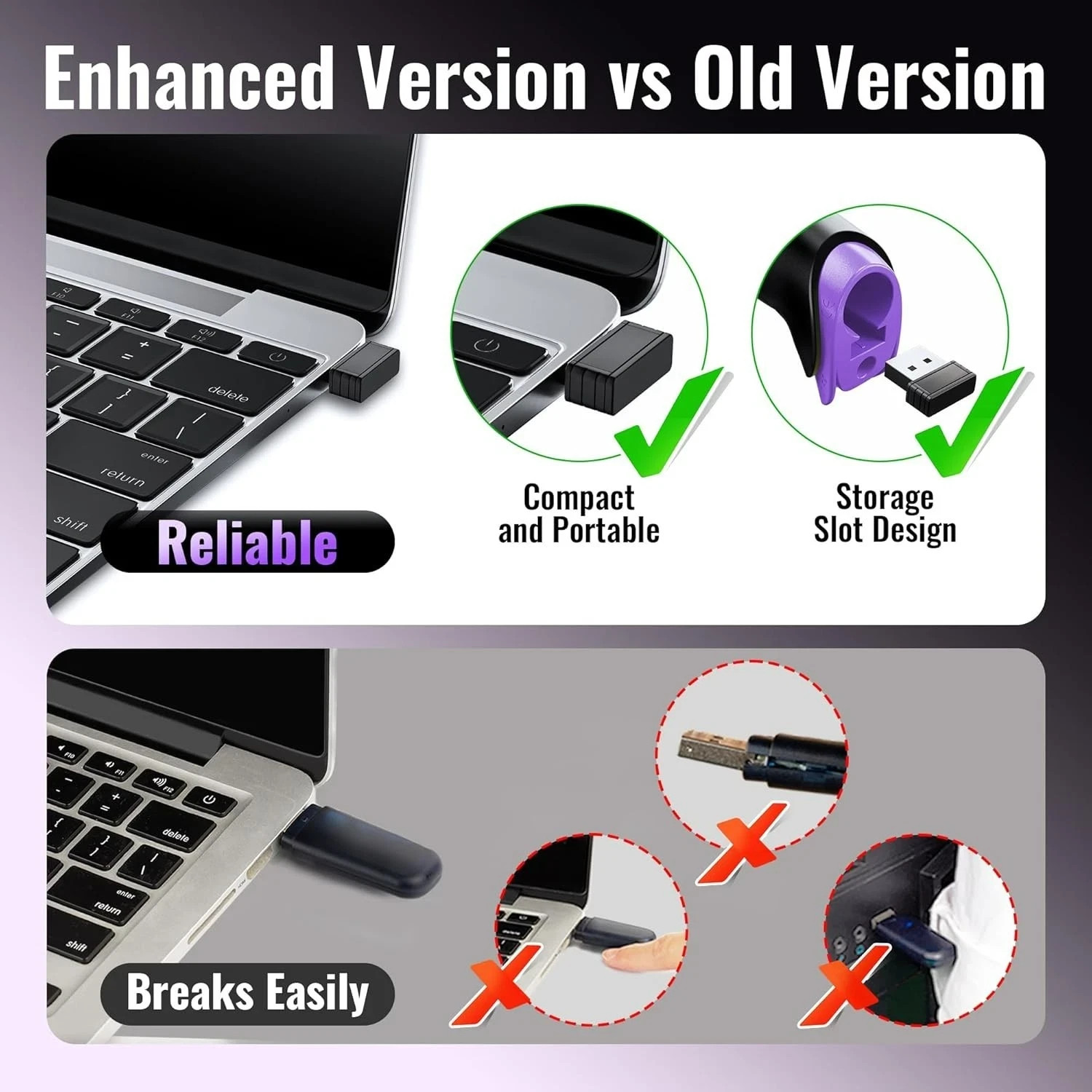 Tera Wireless 1D Laser Barcode Scanner (2.4Ghz Wireless+USB 2.0 Wired) Purple