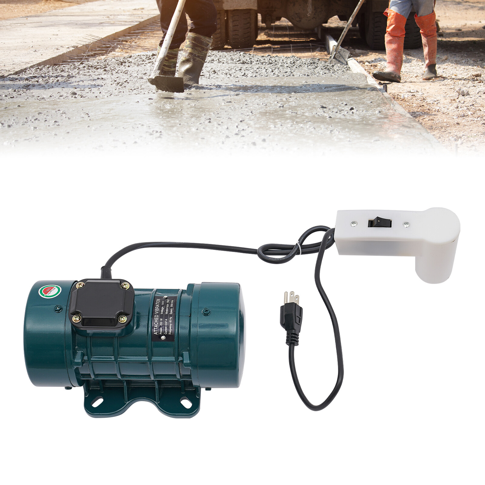 High-Performance Dark Green Concrete Vibration Motor – 250W Aluminum Design