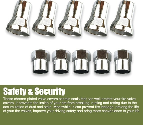 10 PCS Leakproof Tire Valve Cover, Universal Alloy Wheel Valve Stem Sleeve and C