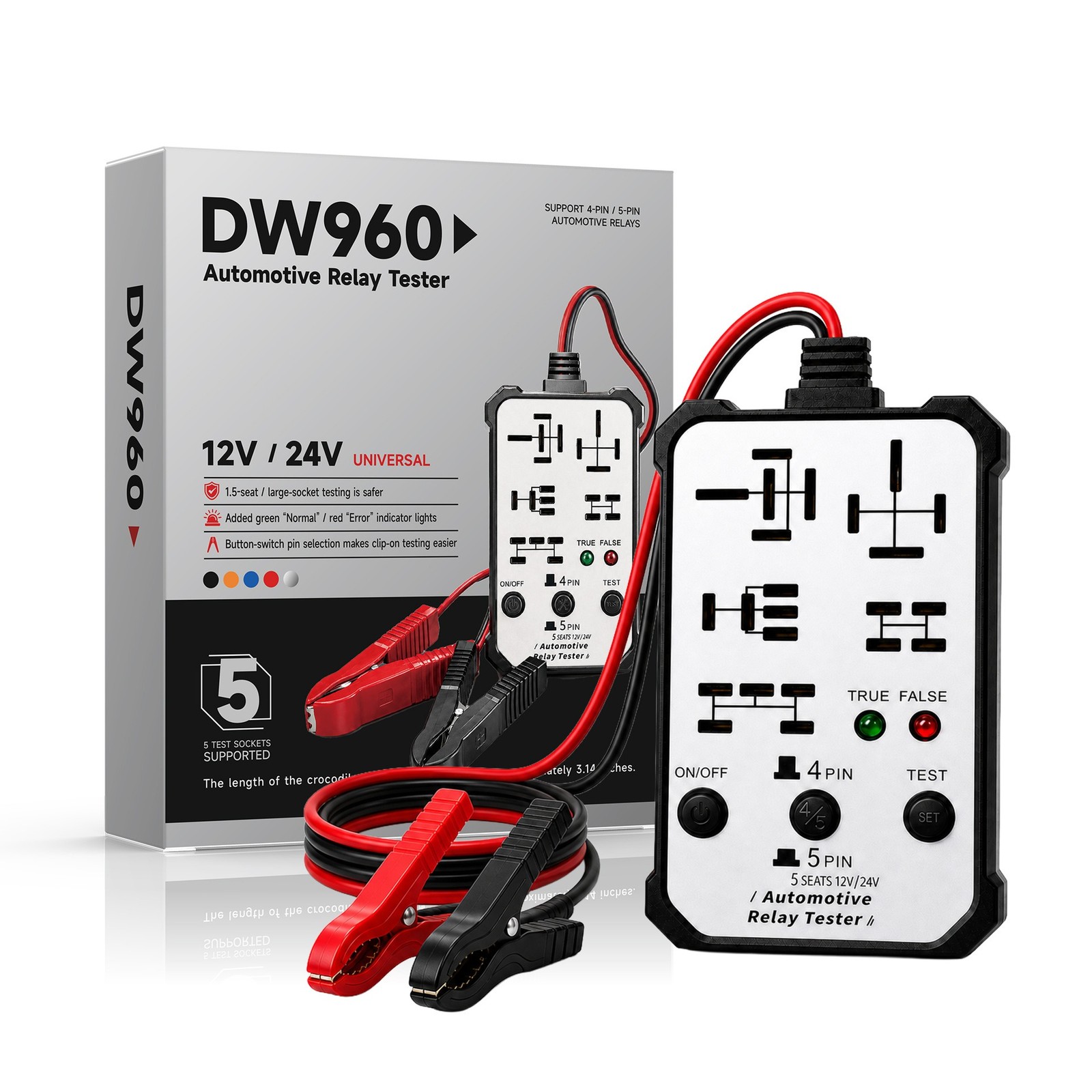 2026 Upgraded Relay Tester 12V 24V 4/5 Pin Car Diagnostic Tool LED Indicator