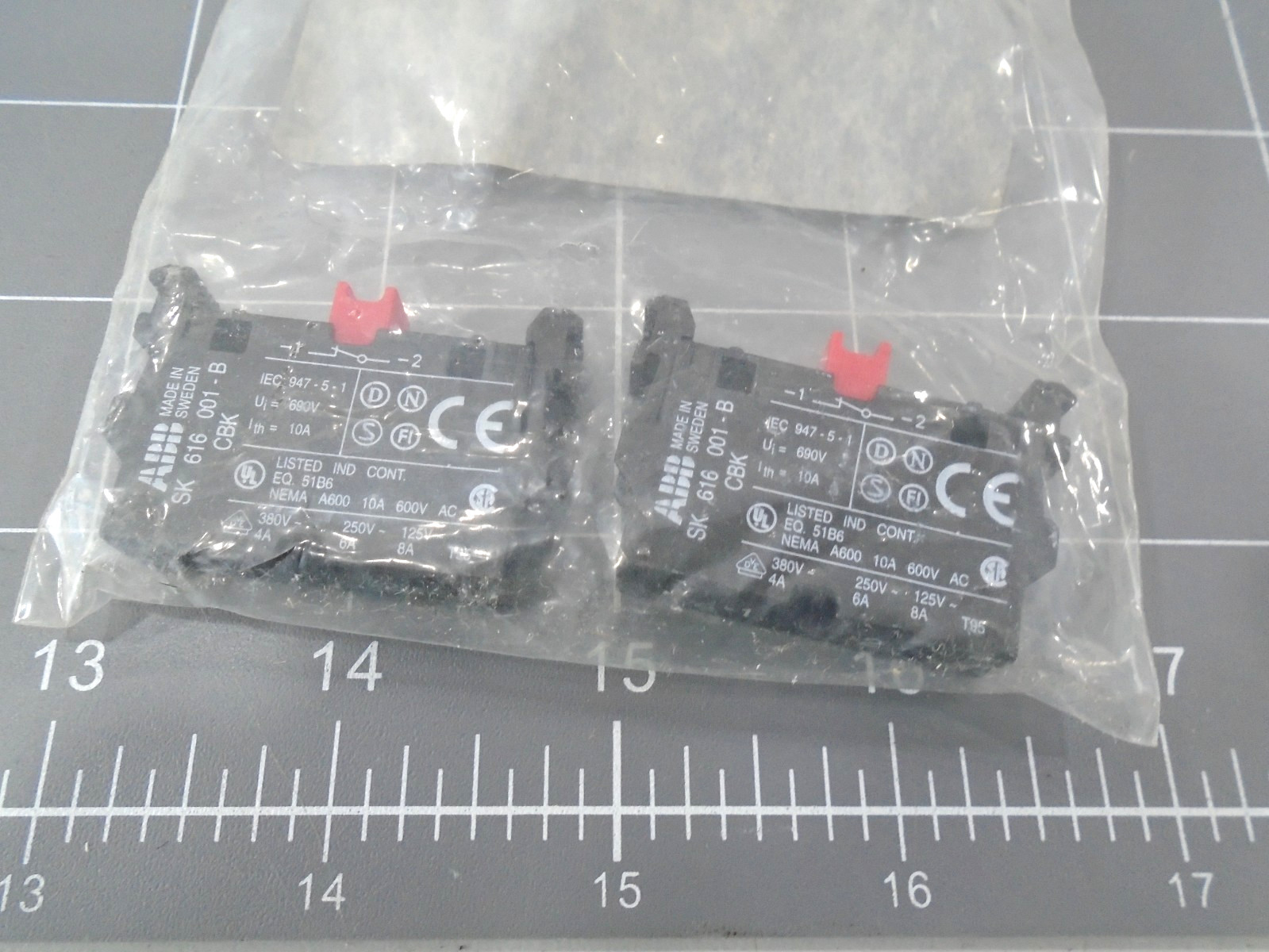 2 Lot NEW ABB SK-616-001-B Contact Block 1 NC CBK-CB01