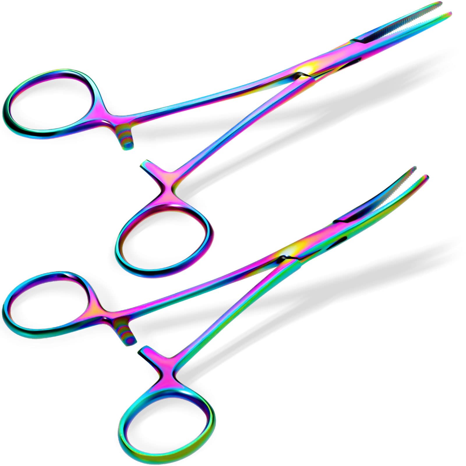 2 Pieces Hemostat Curved and Straight Rainbow Hemostat Forceps Piercing Plier…
