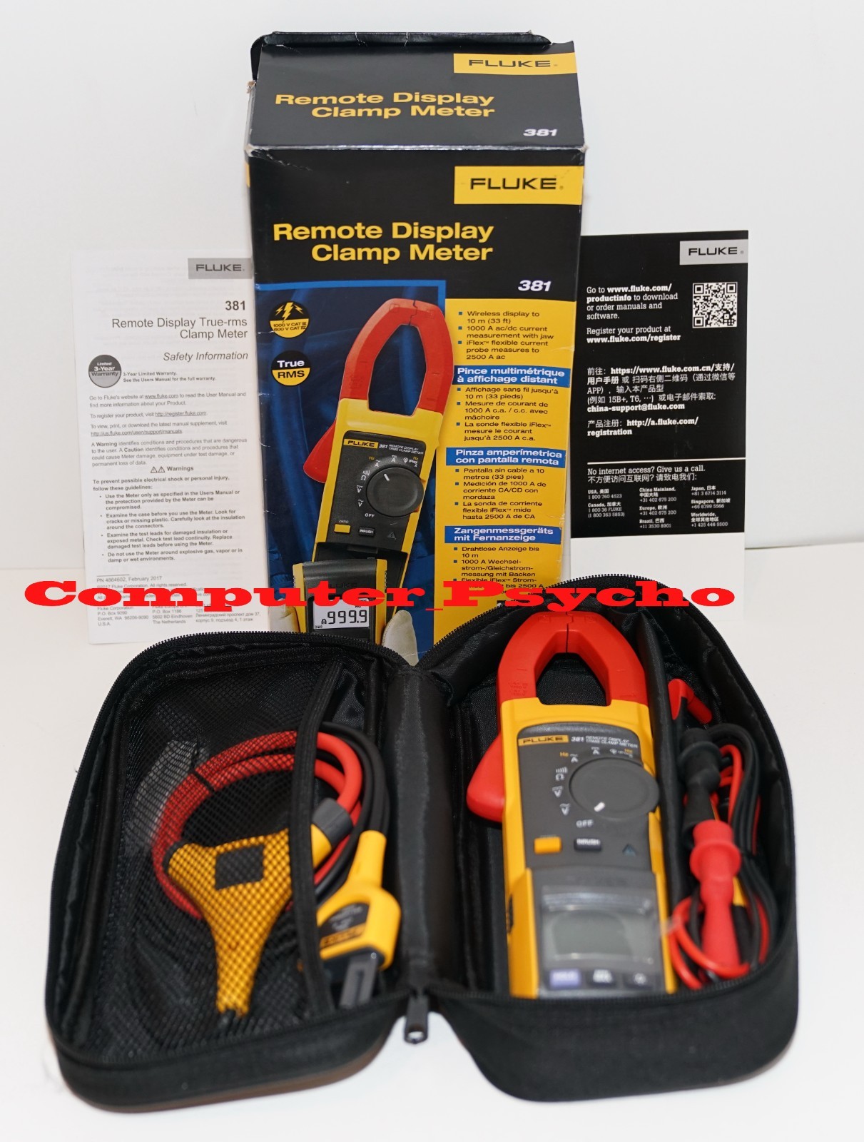 FLUKE 381 1000A AC/DC TRUE RMS WIRELESS CLAMP METER W IFLEX PROBE