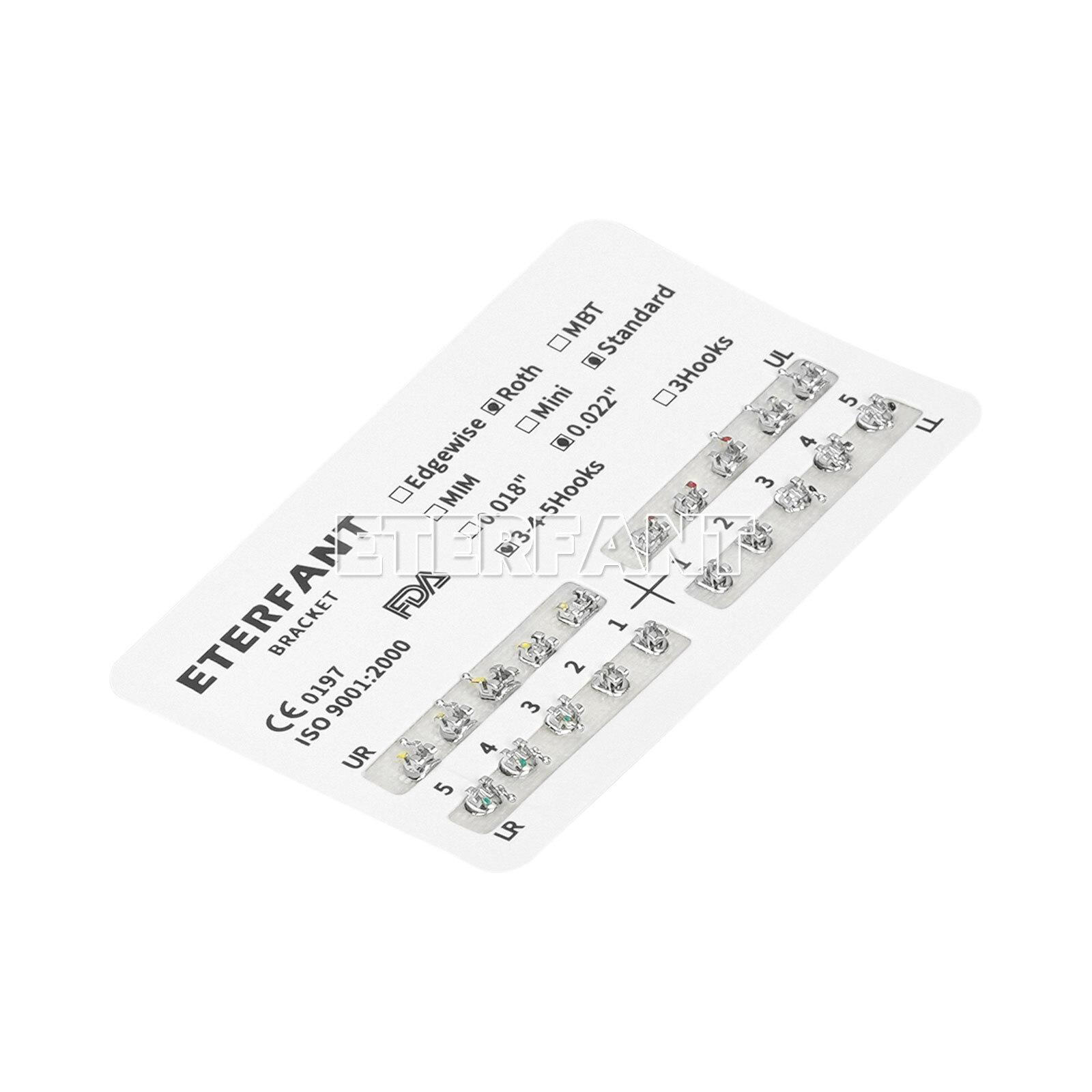 20PCs Dental Orthodontic Bracket Brace Metal Standard Mini Roth/MBT 022 345Hooks