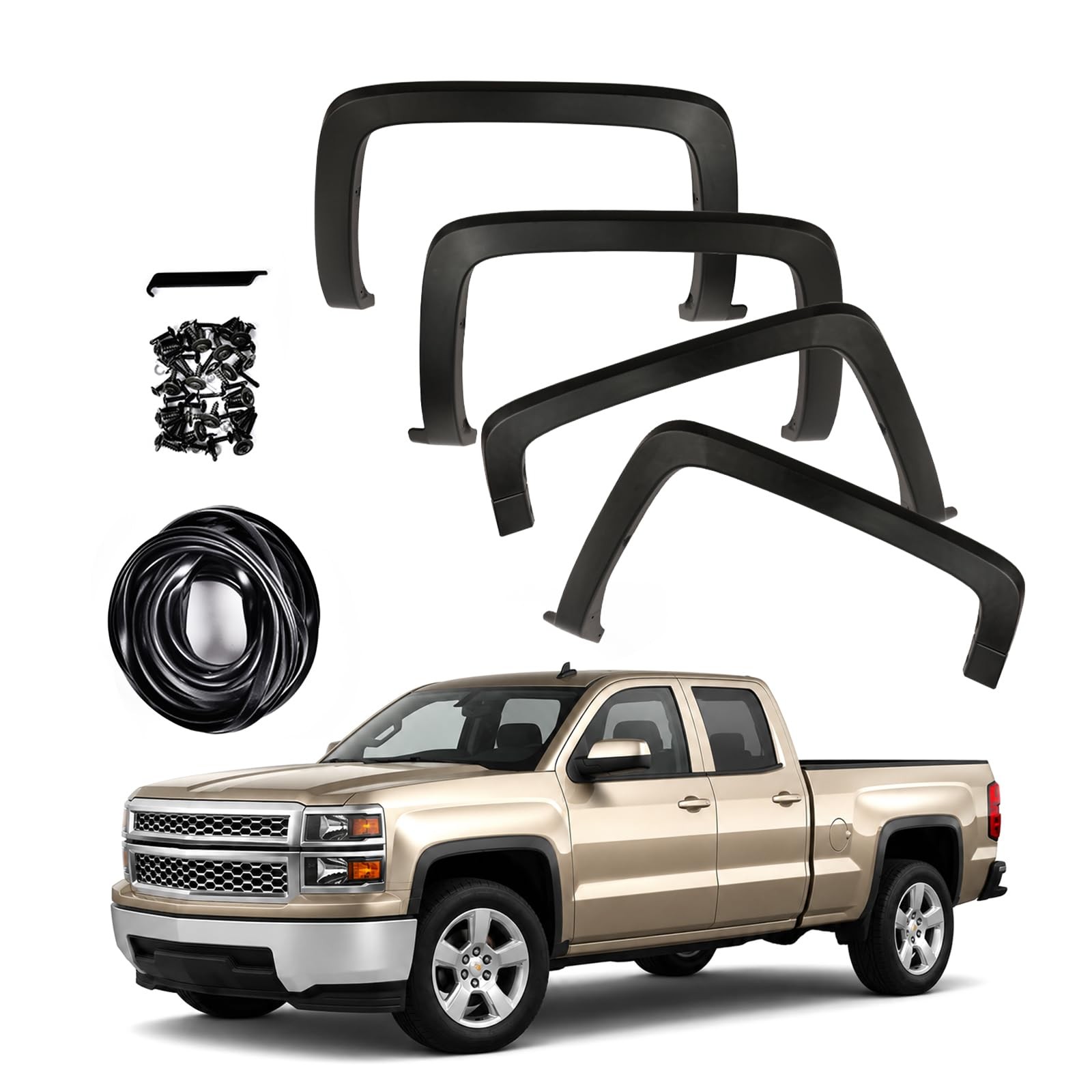 Fender Flare For 14-18 Silverado 1500 15-19 2500HD 3500HD Fleetside Not Dually