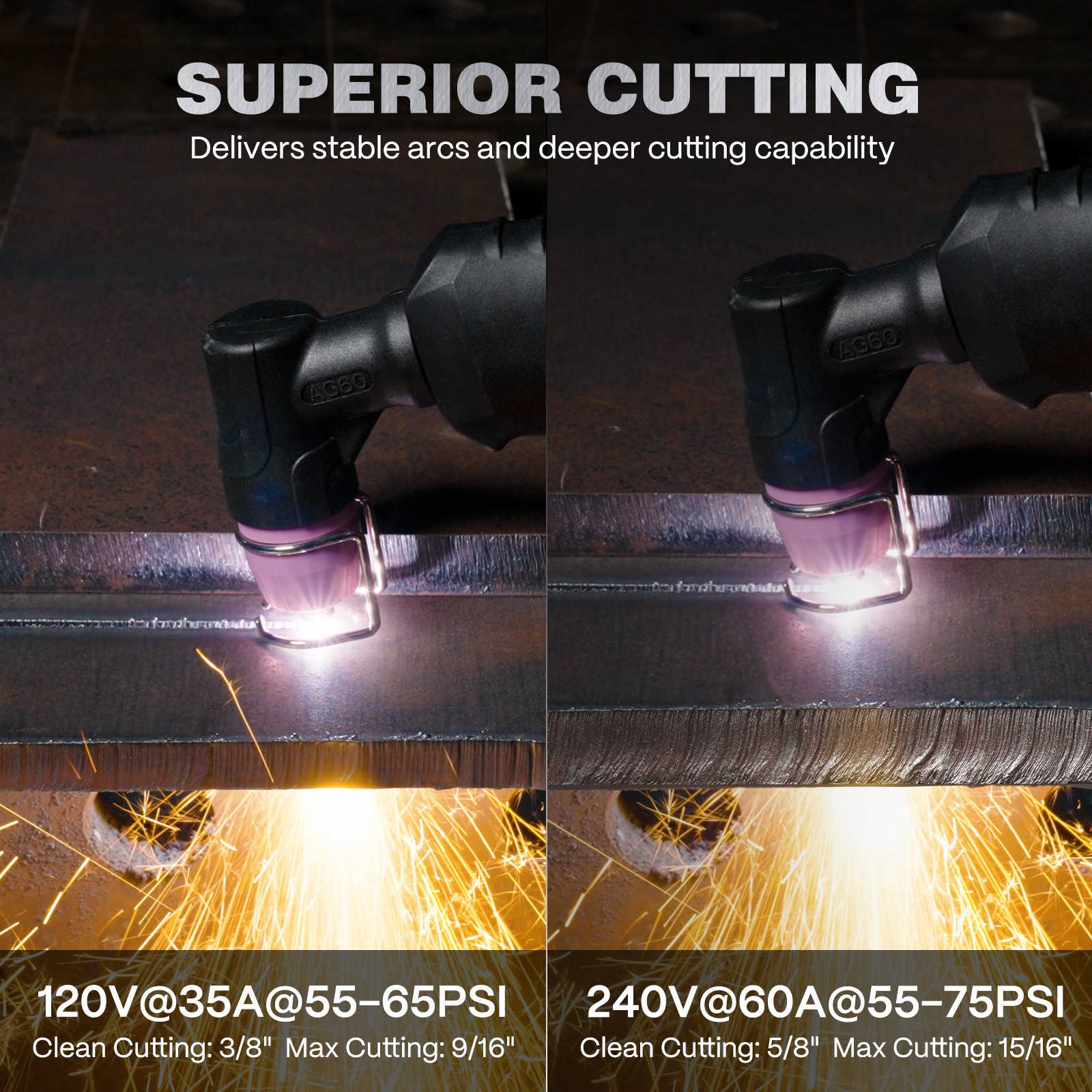 ARCCAPTAIN iControl CUT60 HF Pro Plasma Cutter 60A Pilot Arc 120/240V 15/16″ Cut