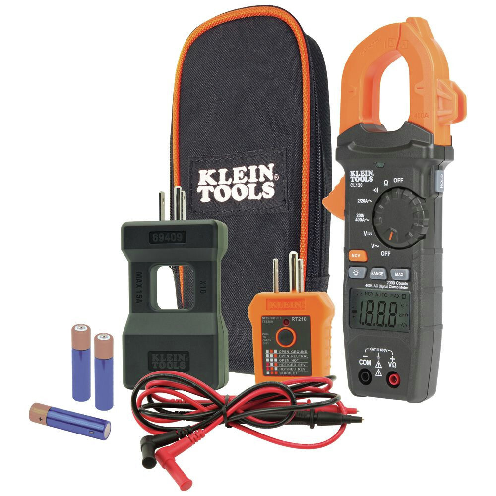 Klein Tools CL120KIT CAT III 600V Clamp Meter Electrical Test Kit w/ Case New
