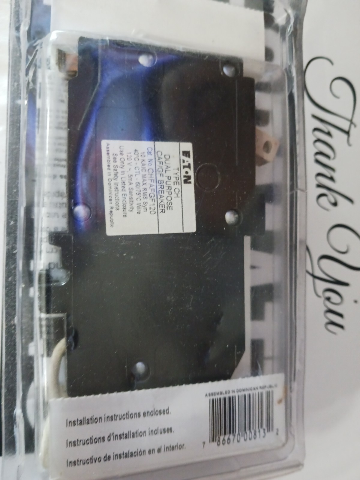 Eaton CHFP120CS Plug-In Mount Type CH Circuit Breaker 20amp NEW