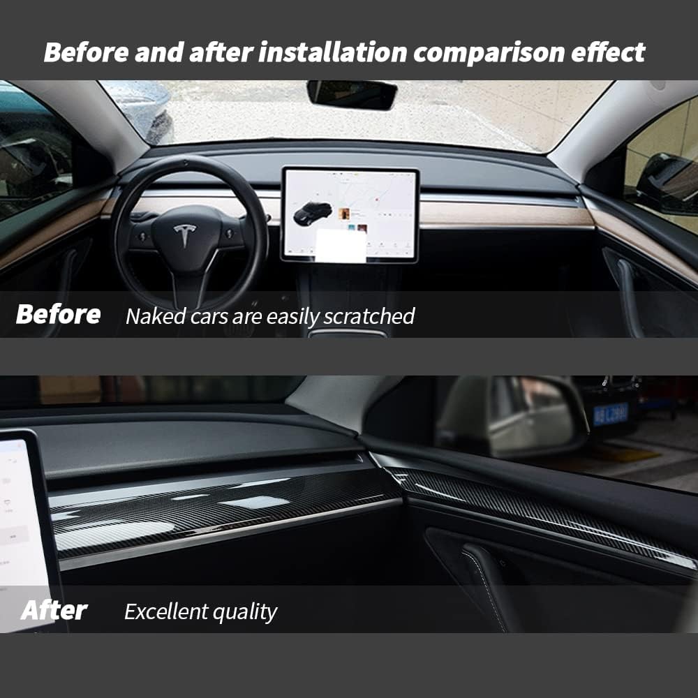 Tesla 3 & Y Dashboard Cover Wrap and Front Door Inner Armrest Panel Cover Trim