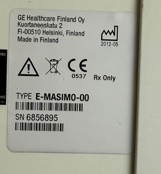 GE E-Masimo-00 SpO2 Patient Monitor Module Type E-Masimo-00 MADE IN FINLAND