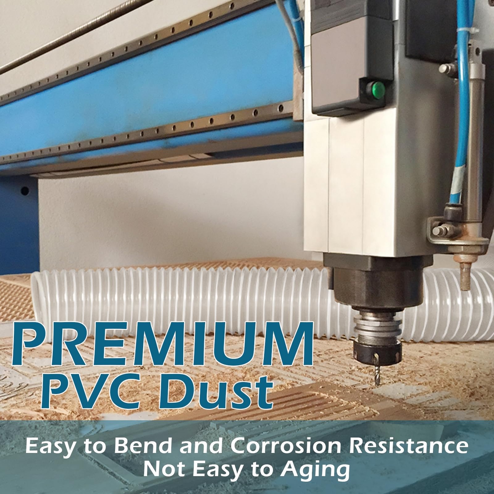 Qucship 2-1/2 x 10′ Heavy-Duty PVC Dust Collection Hose, Puncture-Resistant, Fle