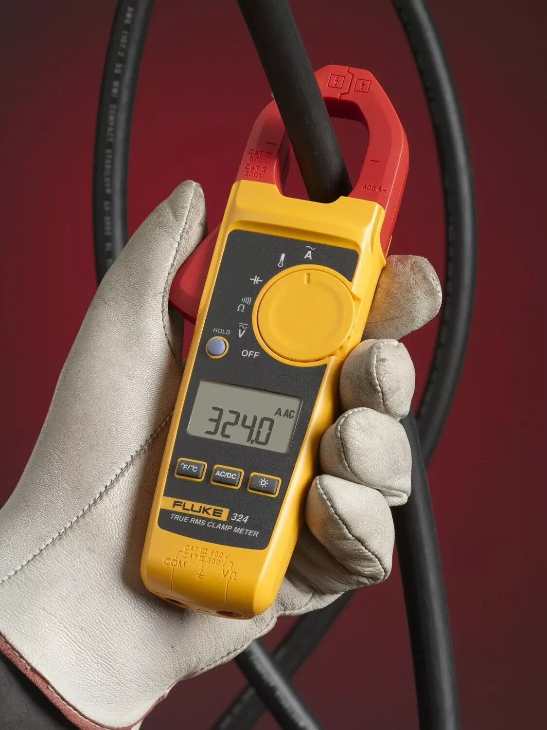 Fluke 324 True-RMS Clamp Meter with Temperature & 4/600V AC/DC boxless
