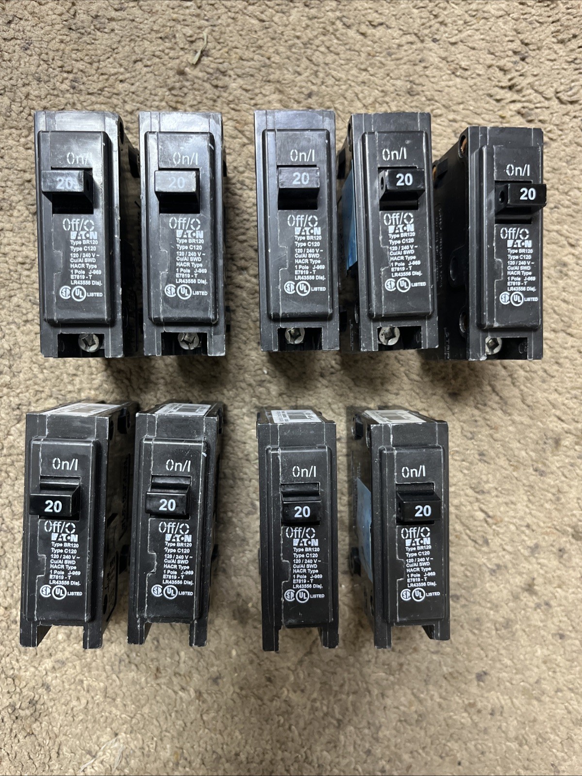 Eaton BR 20 Amp 120/240 Volts Single Pole Circuit Breaker