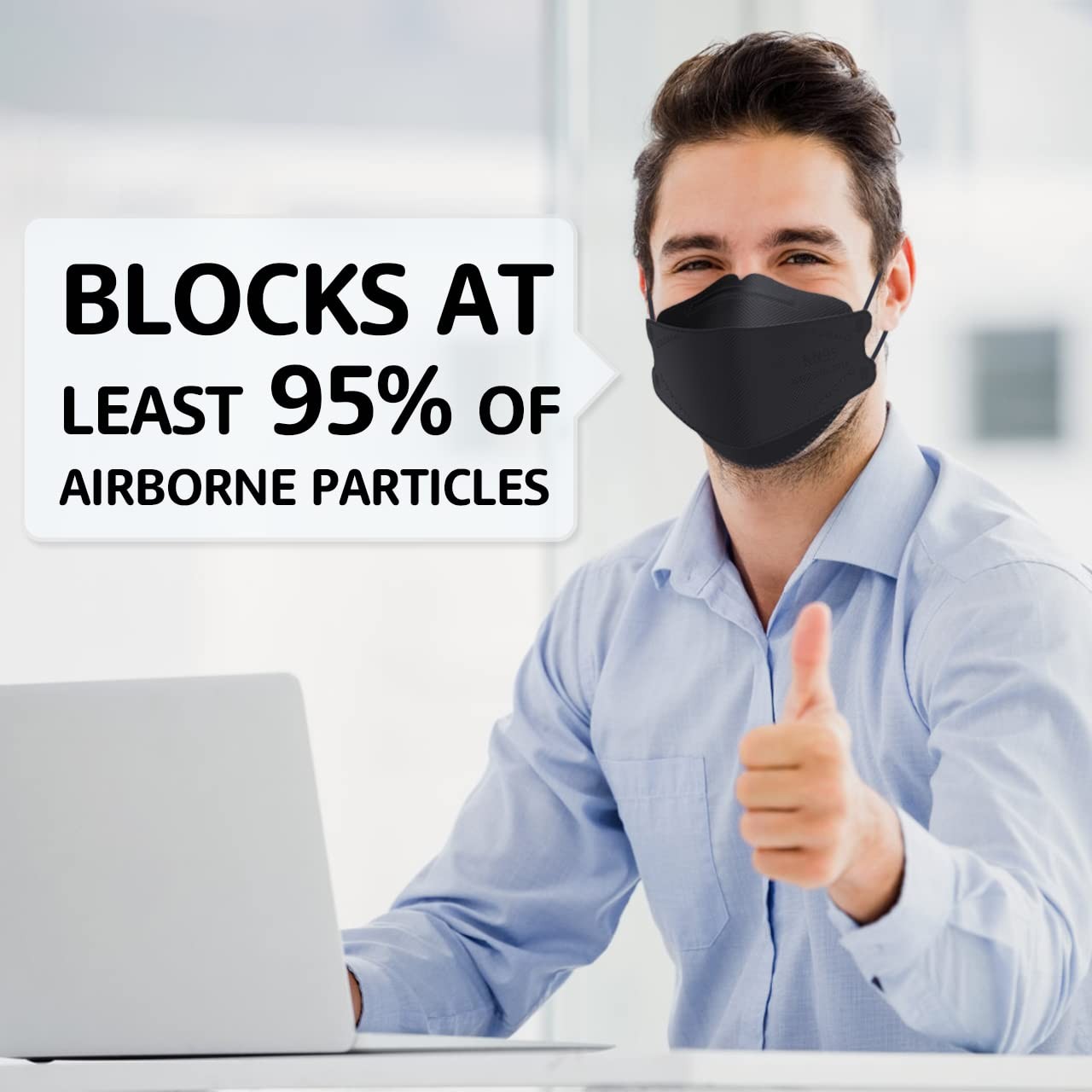 KN95 Face Masks 50 Pack, Breathable Comfortable and Disposable KN95 Mask, Black