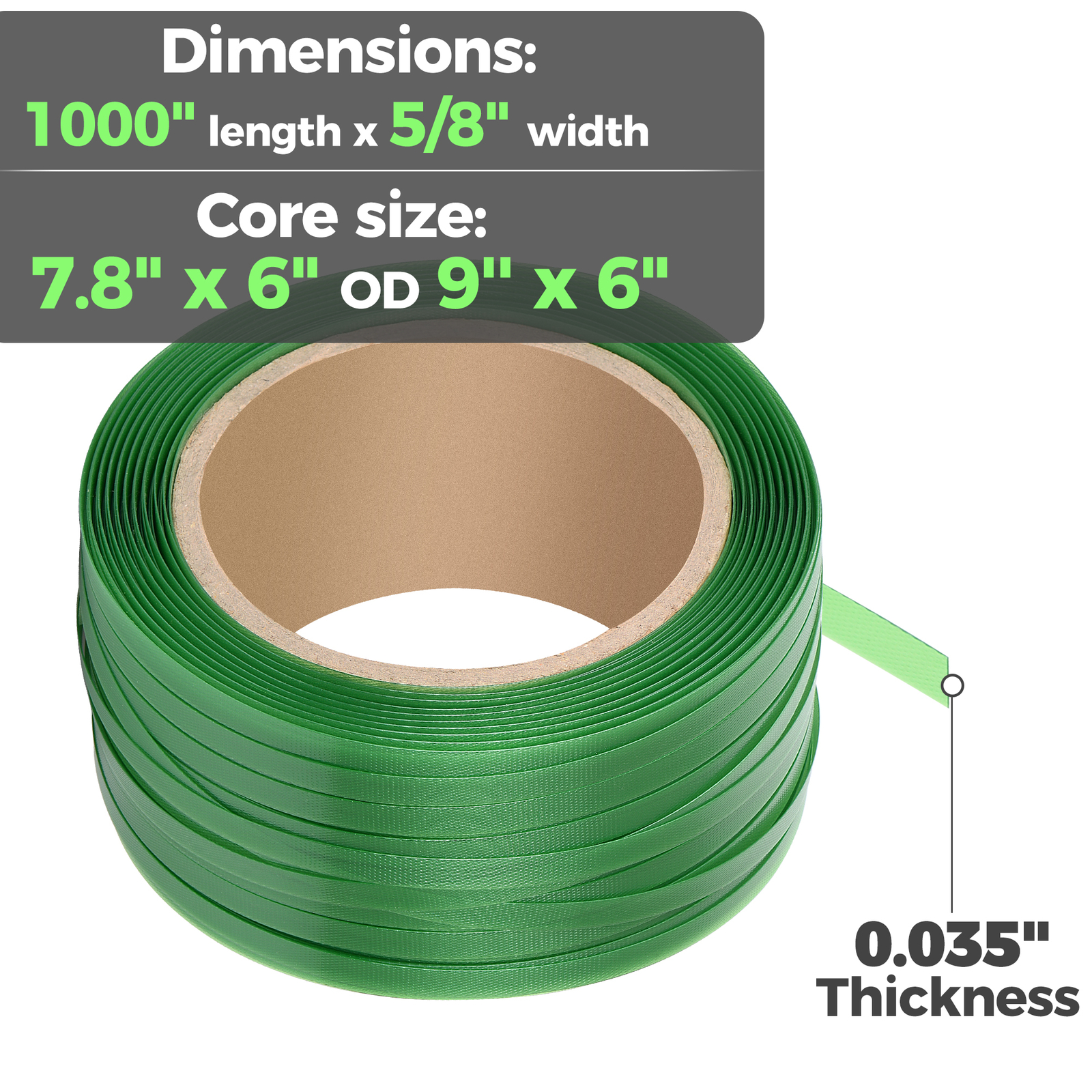 Heavy Duty Packaging Strapping Banding Roll 1000ft length 1400lbs Break Strength