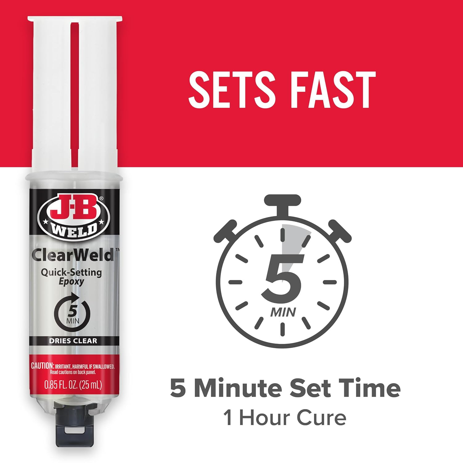 ClearWeld 5 Minute Epoxy Syringe 25ml Strong Clear Adhesive.