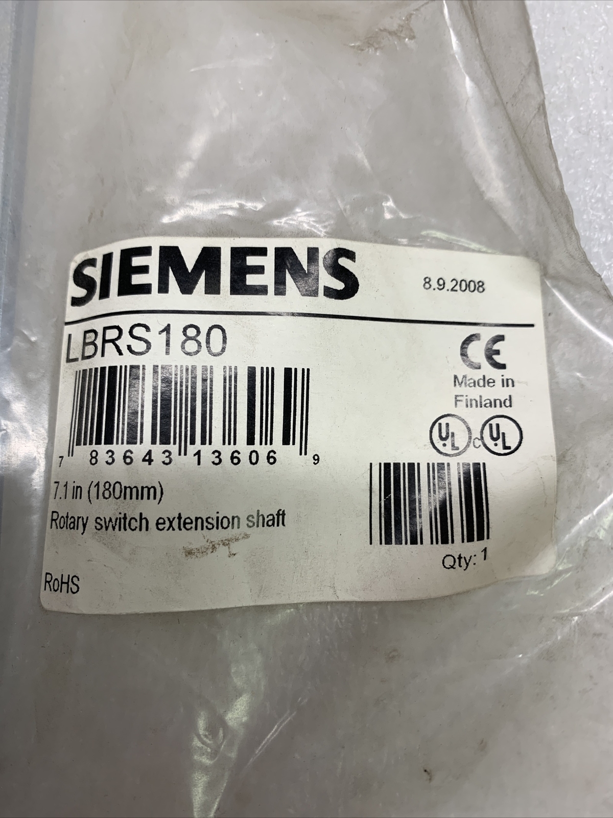 Siemens LBRS180 Roatry Switch Extension Shaft 7.1 in (180mm),FREE SHIPPING